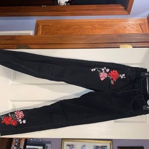 Black jeans w/ Floral patches